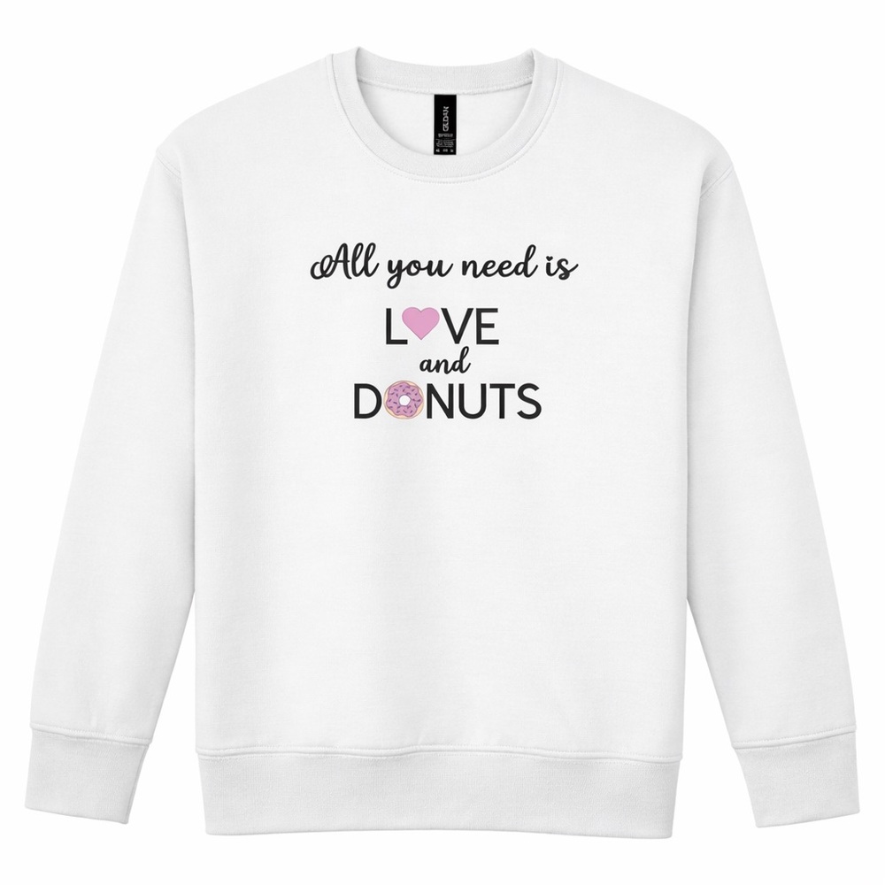 Love and Donuts‎ Graphic Crewneck Sweatshirt Cute Food Lover Aesthetic Cozy